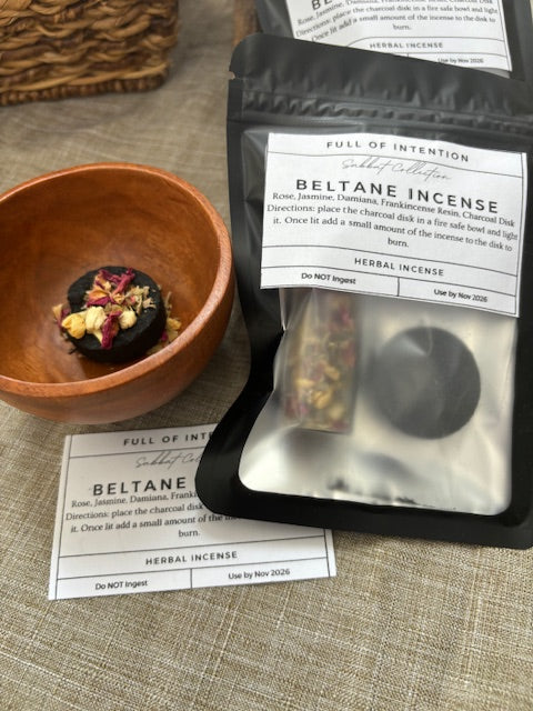 Beltane Ritual Loose Incense with Charcoal Disk - Damiana, Rose, Frankincense, and Jasmine